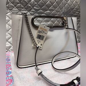 NWT Michael Kors Convertible Clutch Bag in Optic White & chain link strap